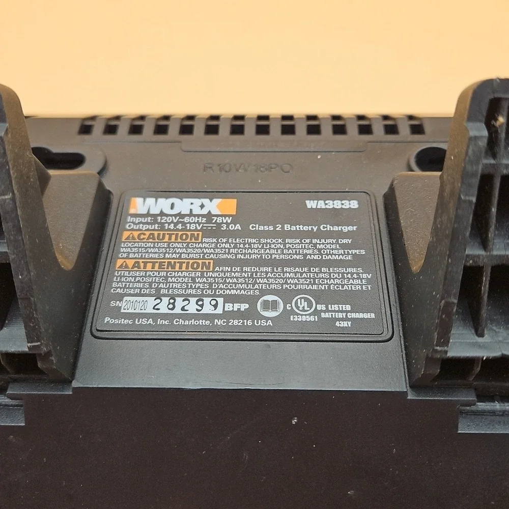 WORX WA3838 14.4-18 VOLT BATTERY CHARGER Tested Works OEM